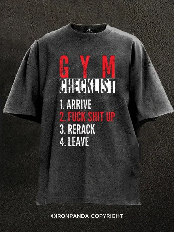 T-shirts for travel and adventure lovers-Gym Checklist Washed Gym Shirt