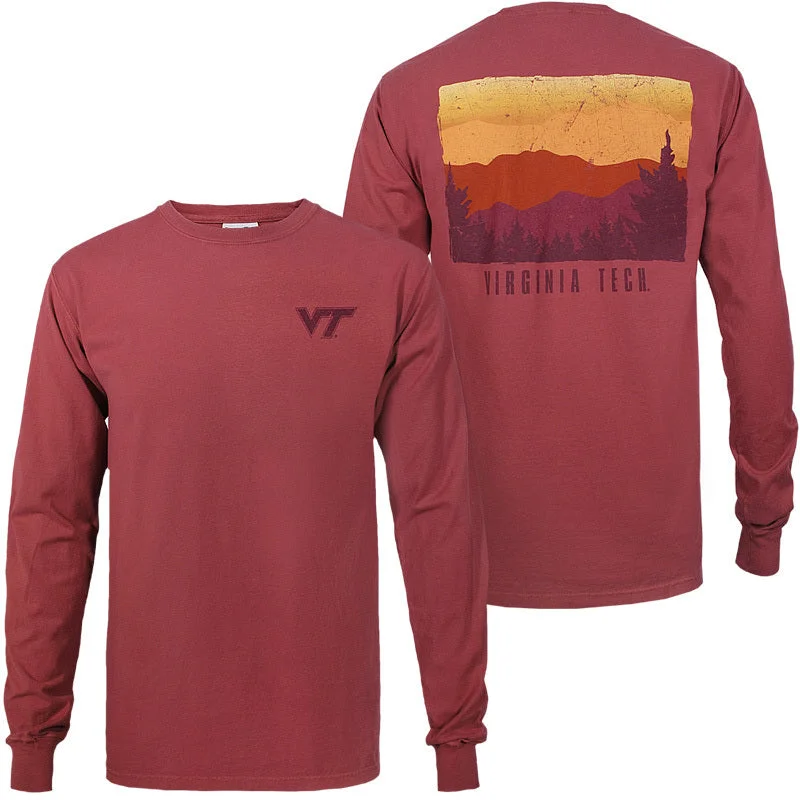 Comfortable T-shirts for lounging at home-Virginia Tech Mountains Comfort Wash Long-Sleeved T-Shirt by Gear