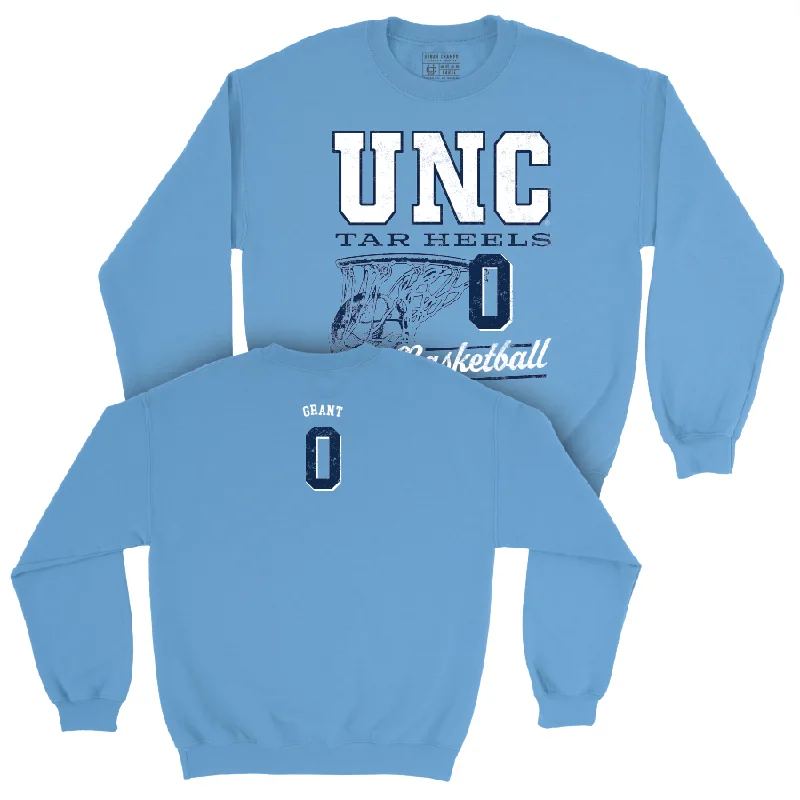 Long sleeve shirts for layering with cardigans and sweaters-UNC Women's Basketball Carolina Blue Hardwood Crew  - Lanie Grant