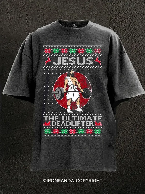 Eco-friendly T-shirts for sustainable living-Jesus The Ultimate Deadlifter Washed Gym Shirt