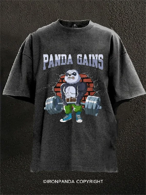 Eco-conscious T-shirts with organic materials-panda gains Washed Gym Shirt