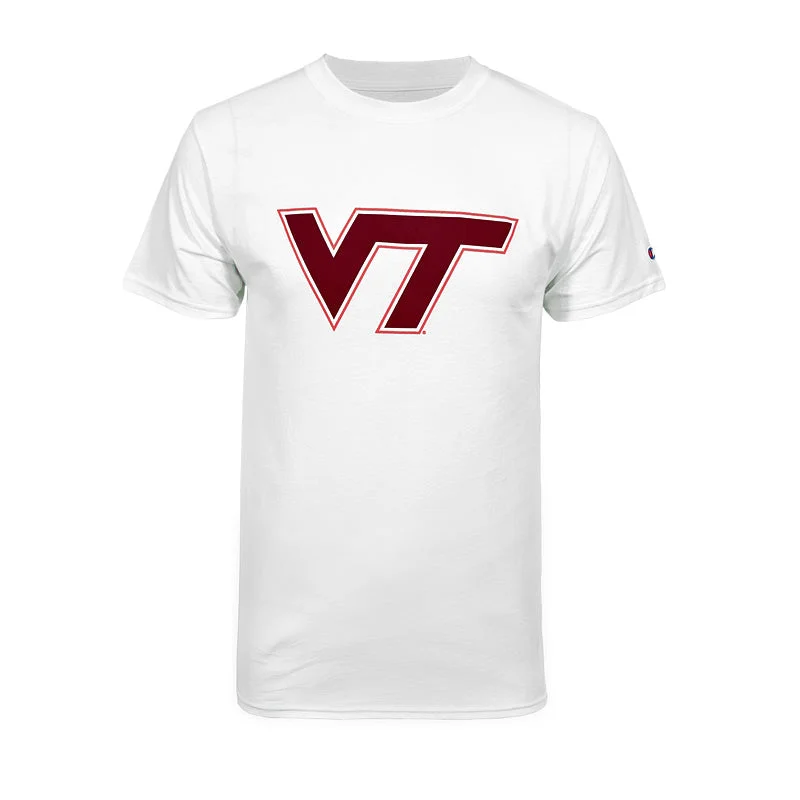 T-shirts for casual wear in every season-Virginia Tech Logo T-Shirt: White by Champion