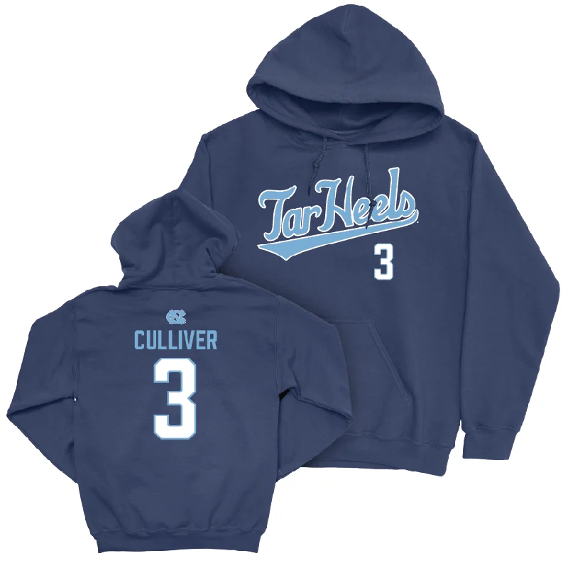 Soft fleece hoodies for ultimate comfort-UNC Football Navy Script Hoodie - Chris Culliver