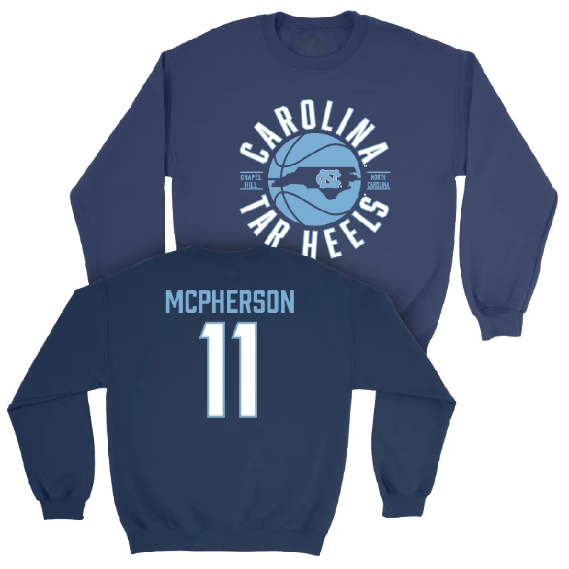 Fashionable long sleeve shirts for everyday outfits-UNC Women's Basketball Navy Crew - Kayla McPherson