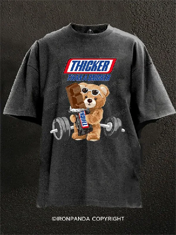 T-shirts with cool animal designs for animal lovers-bear thicker than a snicker Washed Gym Shirt