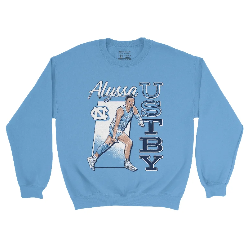 Long sleeve shirts with graphic logos for brand recognition-EXCLUSIVE RELEASE: Alyssa Ustby Cartoon Light Blue Crew