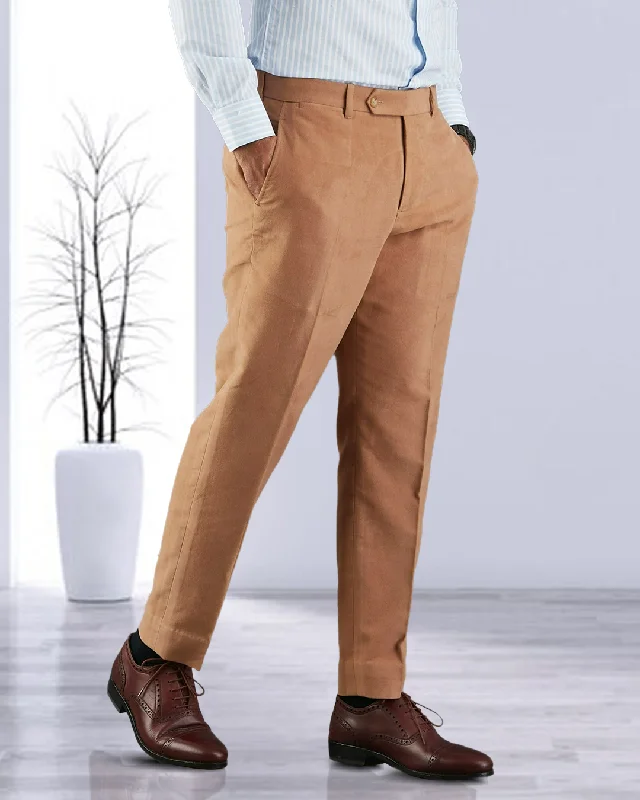 Tailored pants for sharp business looks-Zegna Camel Brown Cashco Moleskin Dress Pant