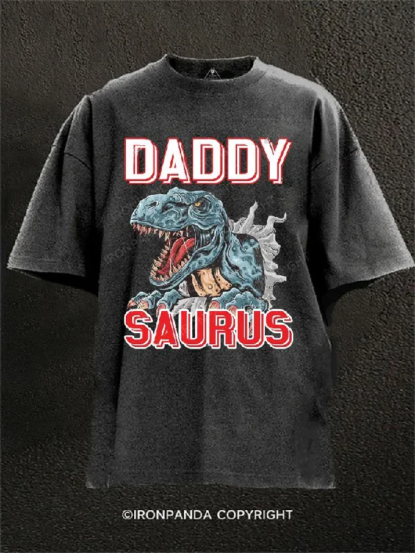 Funny and quirky T-shirts for humor lovers-Daddysaurus Washed Gym Shirt