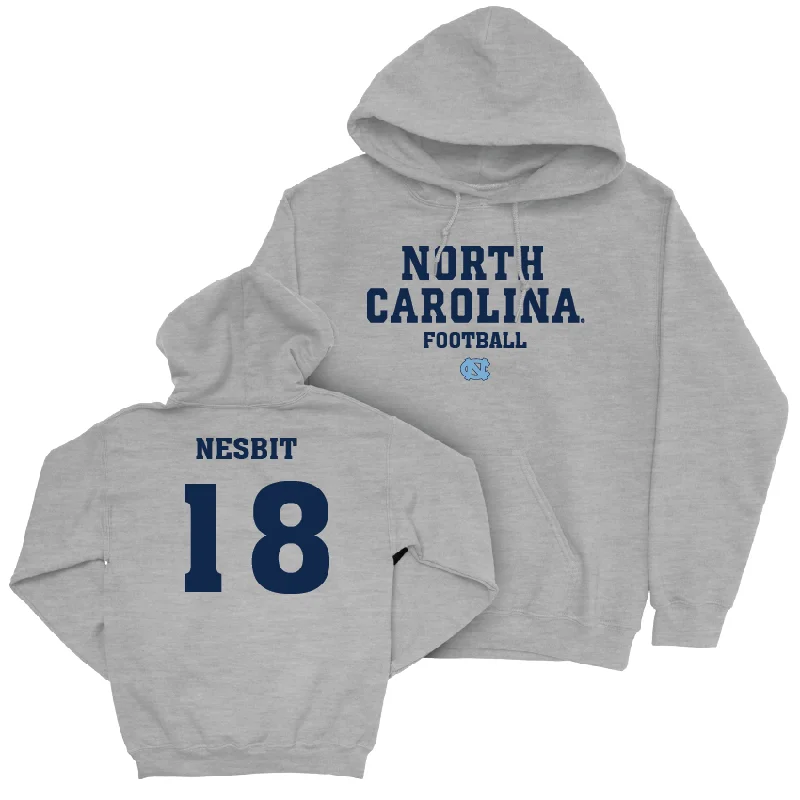 Premium hoodies for a luxurious, cozy feel-UNC Football Sport Grey Staple Hoodie - Bryson Nesbit