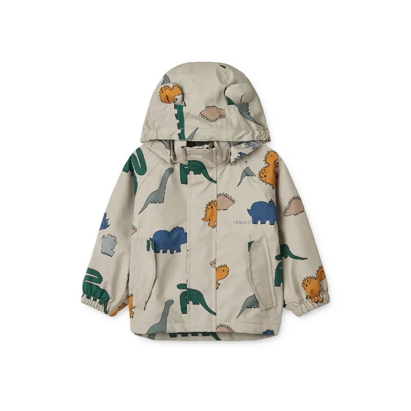 Jackets with lightweight padding for added warmth-Liewood Manu Rain Jacket - Dinosaurs / Mist