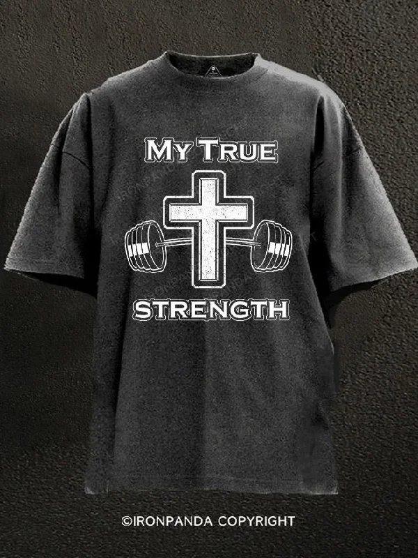 T-shirts with custom slogans for event promotion-My True Strength work out Washed Gym Shirt