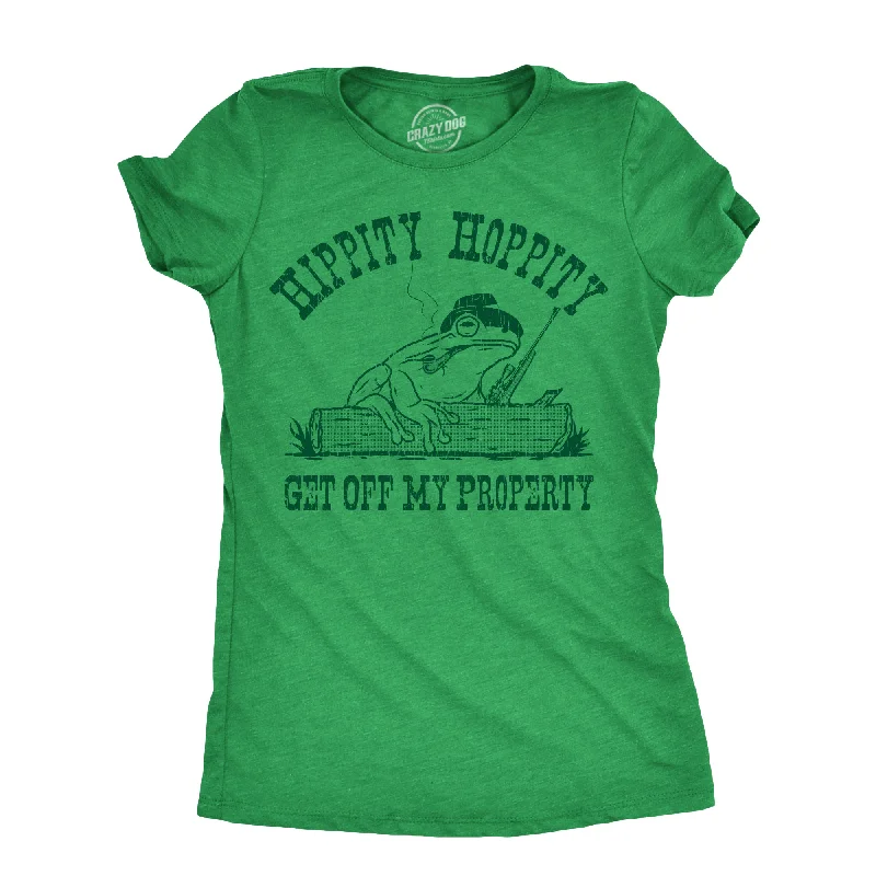 Best quality T-shirts for printing custom logos-Hippity Hoppity Get Off My Property Women's T Shirt