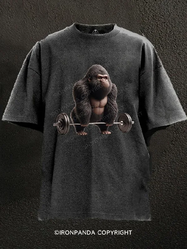 T-shirts for casual office attire-Gorilla lift heavy Washed Gym Shirt