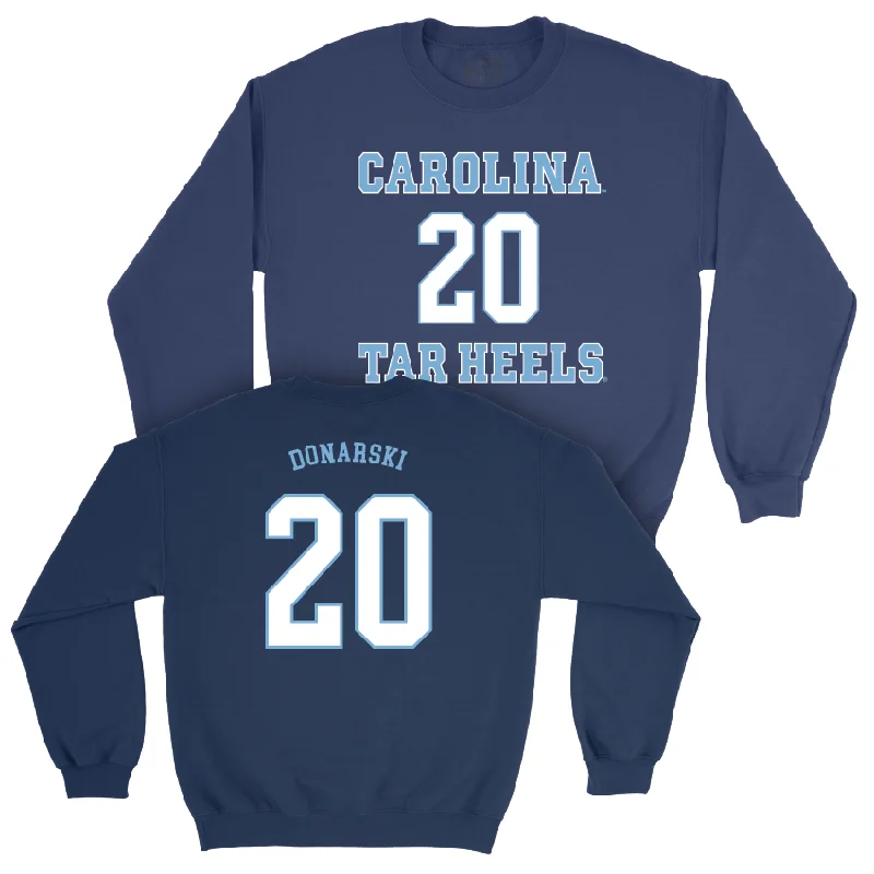 Soft cotton long sleeve shirts for everyday comfort-UNC Women's Basketball Sideline Navy Crew - Lexi Donarski