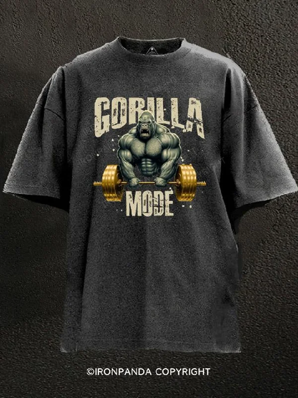 Custom T-shirts with artistic designs for exhibitions-Gorilla Mode Workout Washed Gym Shirt