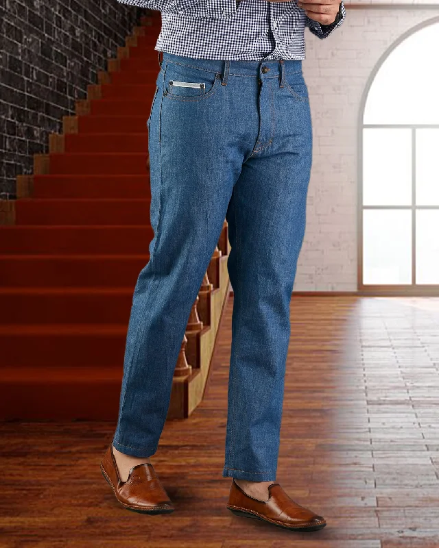 Comfortable pants with an elastic waistband for easy wear-Light Blue Selvedge Jeans - 13 Oz