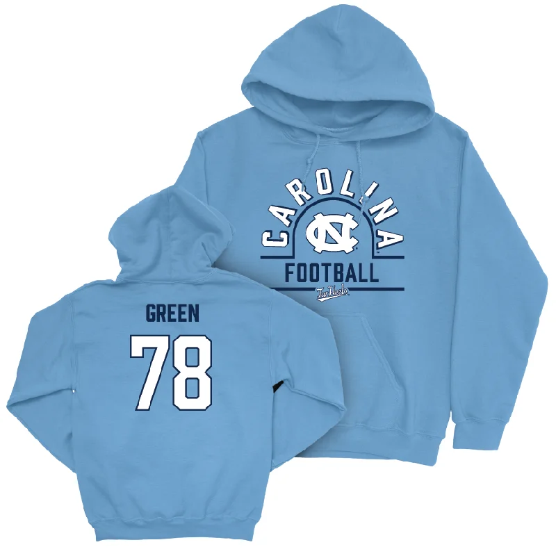 Custom hoodies for school events and activities-UNC Football Carolina Blue Classic Hoodie - Trevyon Green