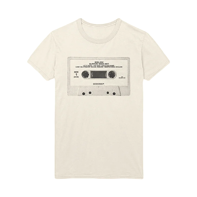 Comfortable T-shirts for travel and tourism wear-Bon Jovi Slippery When Wet Cassette T-Shirt