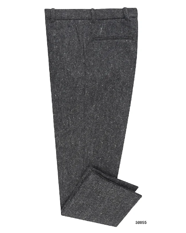 Best pants for work and office wear-Molloy Plain Donegal Tweed Pants - Dark Grey