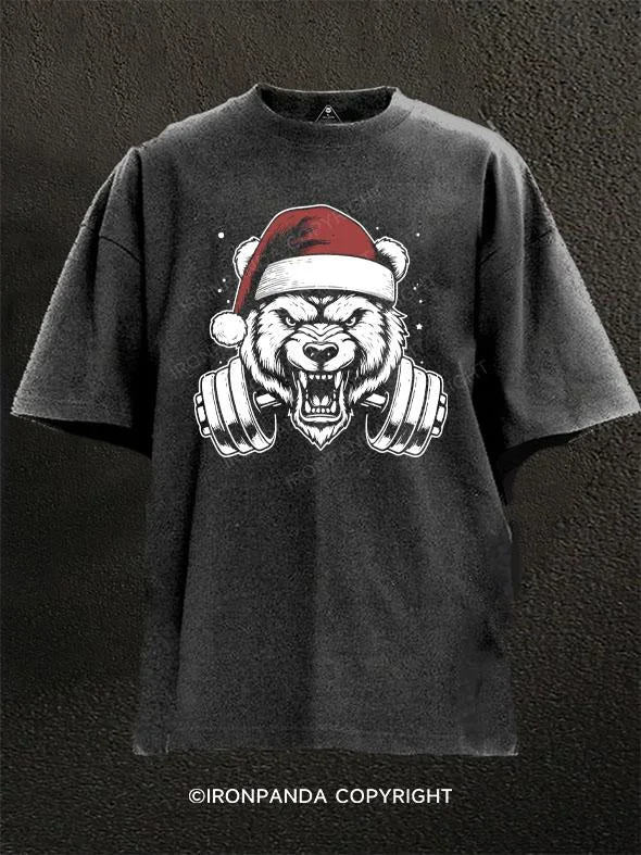 T-shirts with vintage graphics for retro fashion-Christmas Lion Washed Gym Shirt