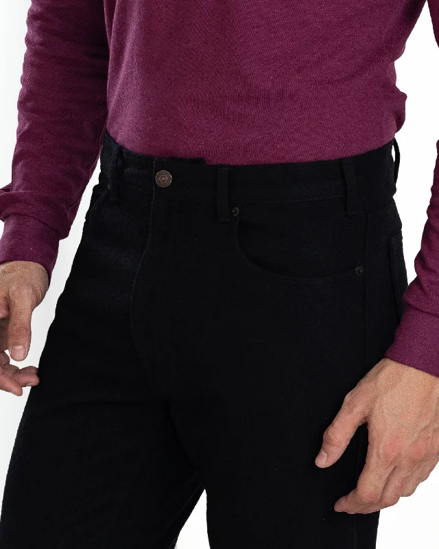 Work pants with extra durability for tough jobs-Black Wool Jeans