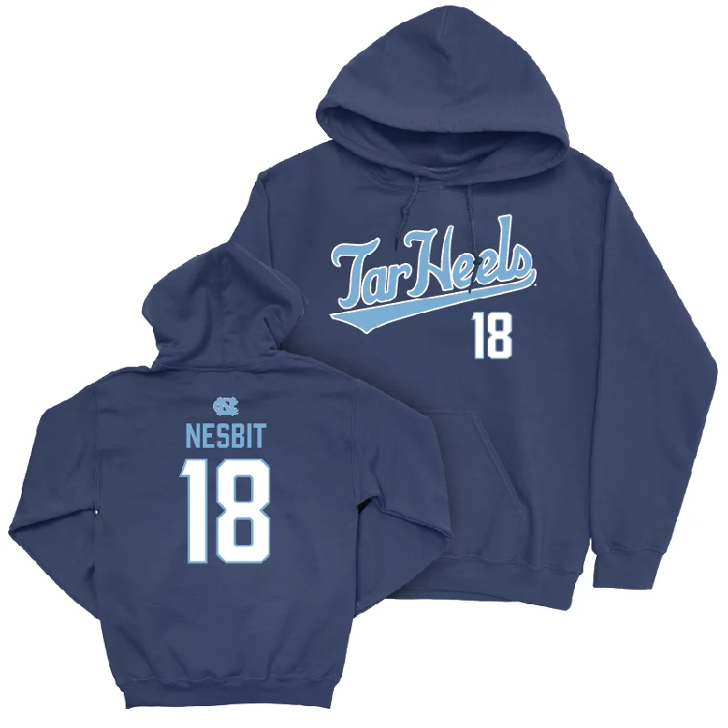 Vintage-style hoodies for retro looks-UNC Football Navy Script Hoodie - Bryson Nesbit