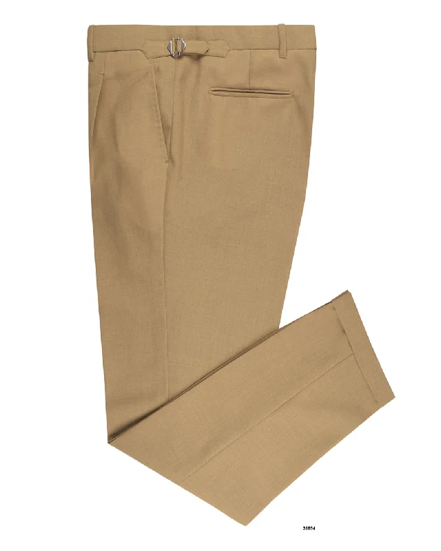 Functional pants with built-in pockets for convenience-Minnis Fresco-Wheat Plain