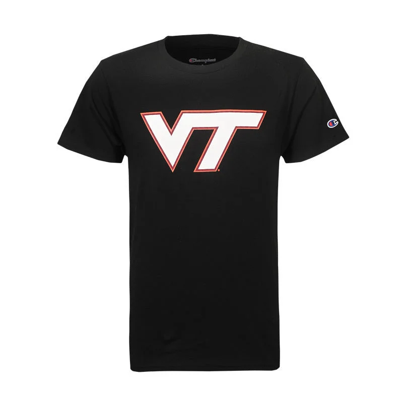 Vintage-style T-shirts for retro lovers-Virginia Tech Logo T-Shirt: Black by Champion