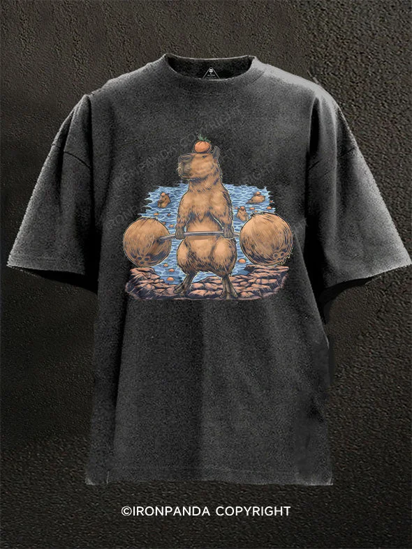 Premium T-shirts for fashion-forward looks-Deadlifting Capybara Washed Gym Shirt