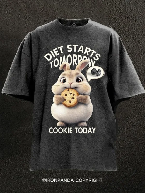 Athletic fit T-shirts for a sleek silhouette-diet starts tomorrow cookie today rabbit Washed Gym Shirt