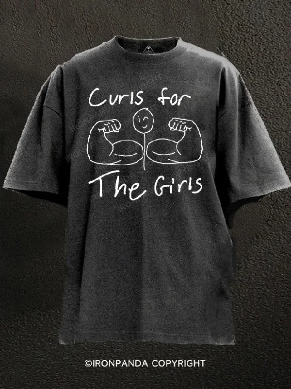 T-shirts with custom slogans for event promotion-Curls for the Girls Washed Gym Shirt