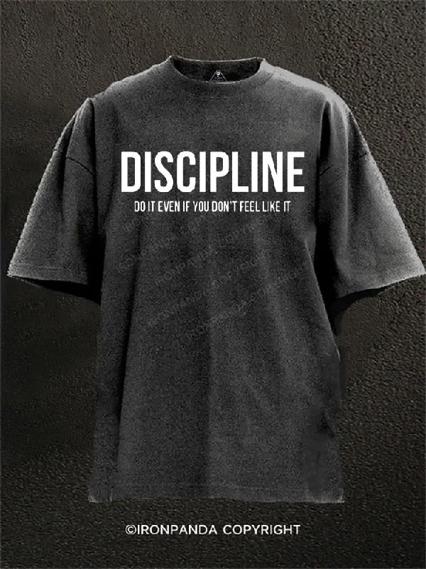 Long-sleeve T-shirts for cooler weather-Discipline: Do It Even If You Don't Feel Like It Washed Gym Shirt