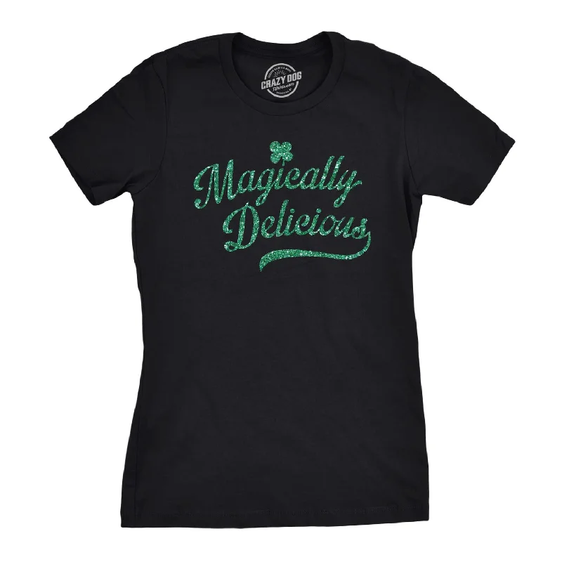 T-shirts with artistic designs for creative minds-Magically Delicious Black Shirt Glitter Ink Women's T Shirt