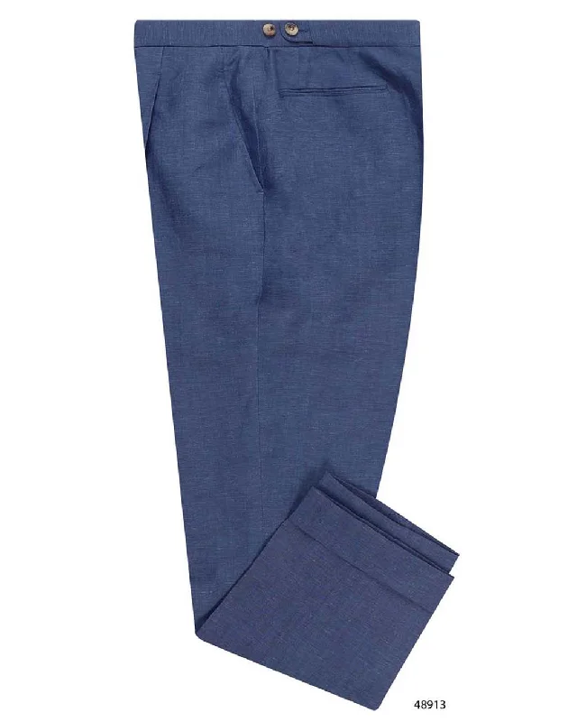 Classic khaki pants for versatile style-VBC: Indigo Blue  Wool-Linen