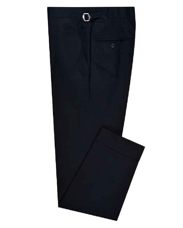 Stylish patterned pants for unique outfits-Navy Twill Cotton Dress Pant