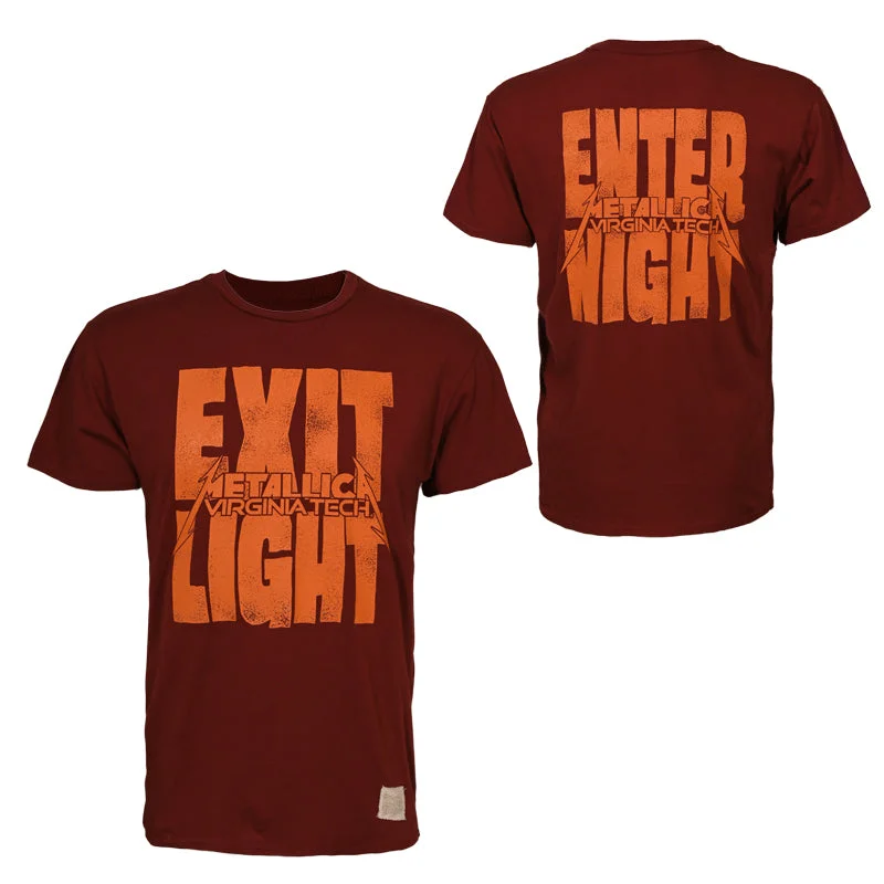 Comfortable and stretchy T-shirts for everyday wear-Virginia Tech x Metallica Original Vintage Exit Light Enter Night T-Shirt: Maroon