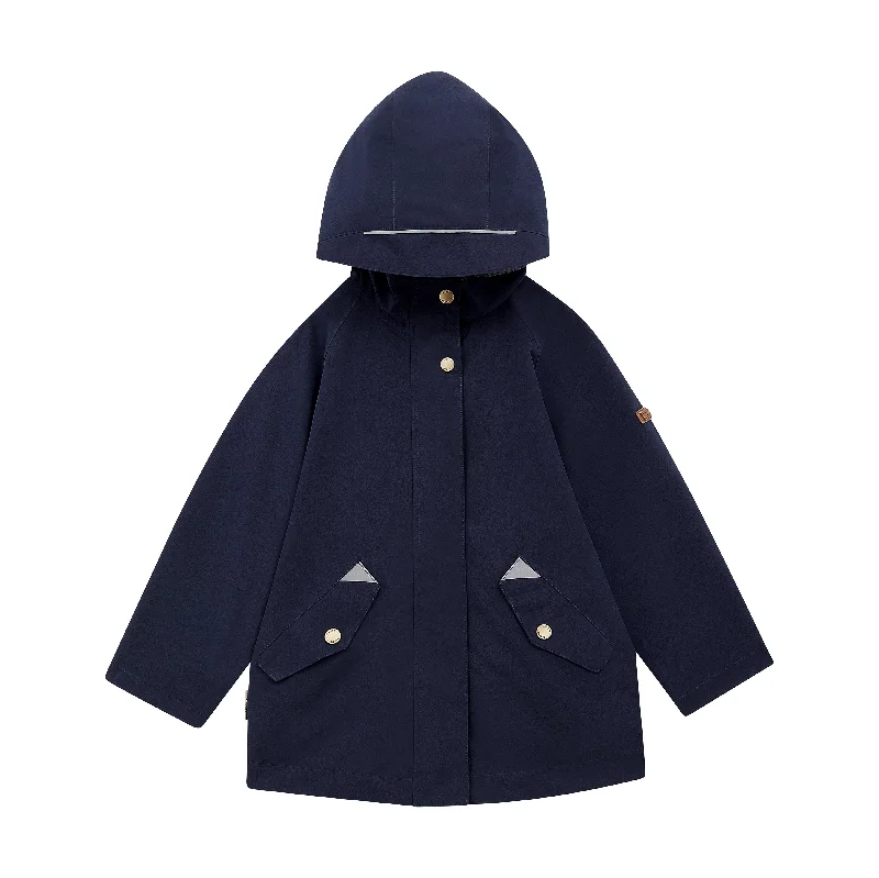 Warm winter coats with fur-lined hoods-Toastie All Season Waterproof Raincoat - Marine Navy