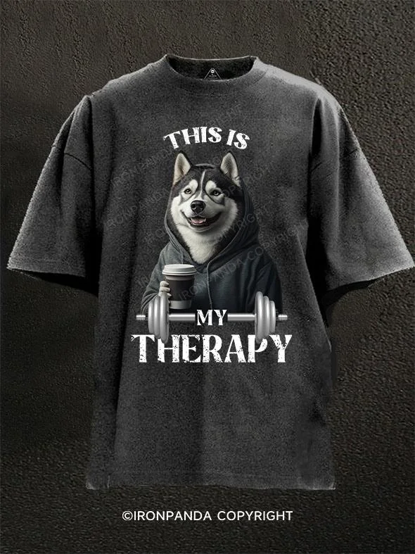 Funny and quirky T-shirts for humor lovers-this is my therapay dog Washed Gym Shirt