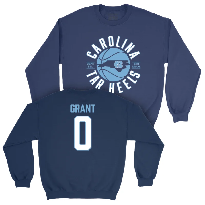 Custom long sleeve shirts for family reunions or events-UNC Women's Basketball Navy Crew  - Lanie Grant