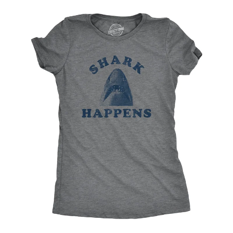 Stylish T-shirts with geometric prints for a modern look-Shark Happens Women's T Shirt