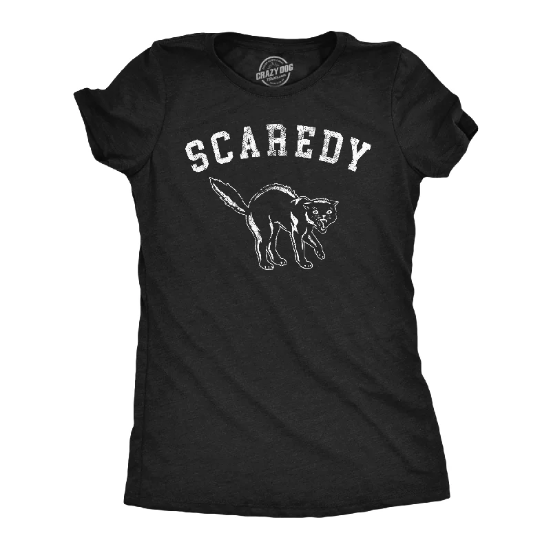 Cool T-shirts with seasonal graphics for summer or winter-Scaredy Cat Women's T Shirt