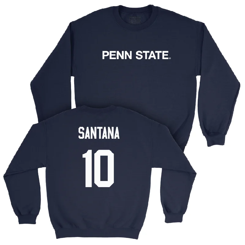 Trendy long sleeve shirts with asymmetrical designs-Women's Basketball Navy Penn State Crew   - Vitoria Santana