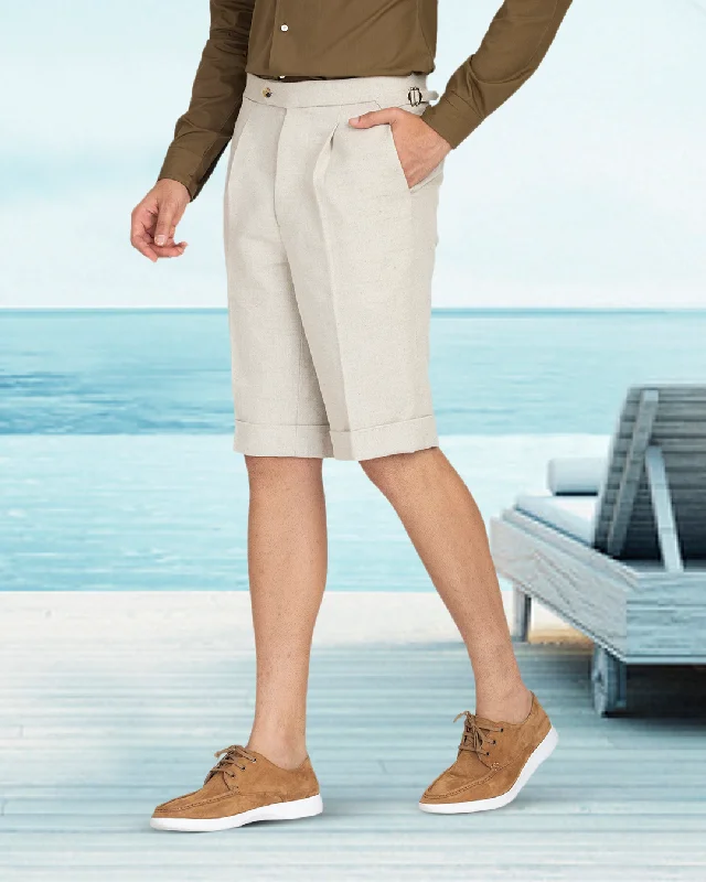 Jogger pants for a sporty look-Linen Cotton Canvas: Jute Brown Shorts