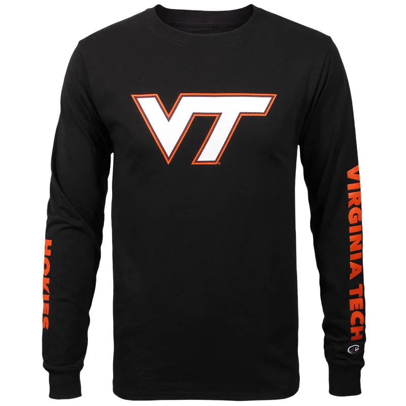 Graphic T-shirts for streetwear fashion-Virginia Tech Hokies Long-Sleeved T-Shirt: Black by Champion