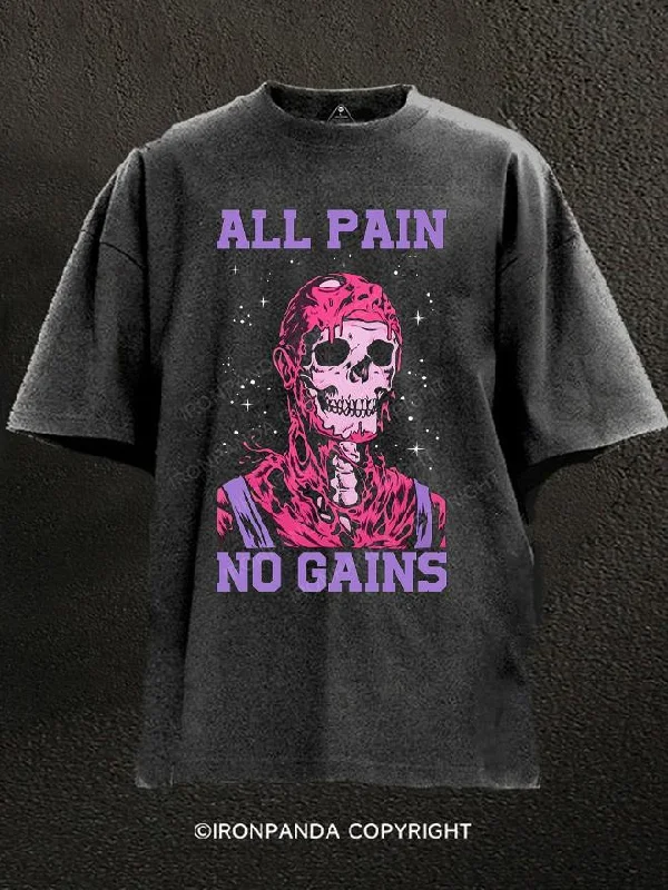 Custom-made T-shirts for corporate gifts-All Pain No Gains Washed Gym Shirt