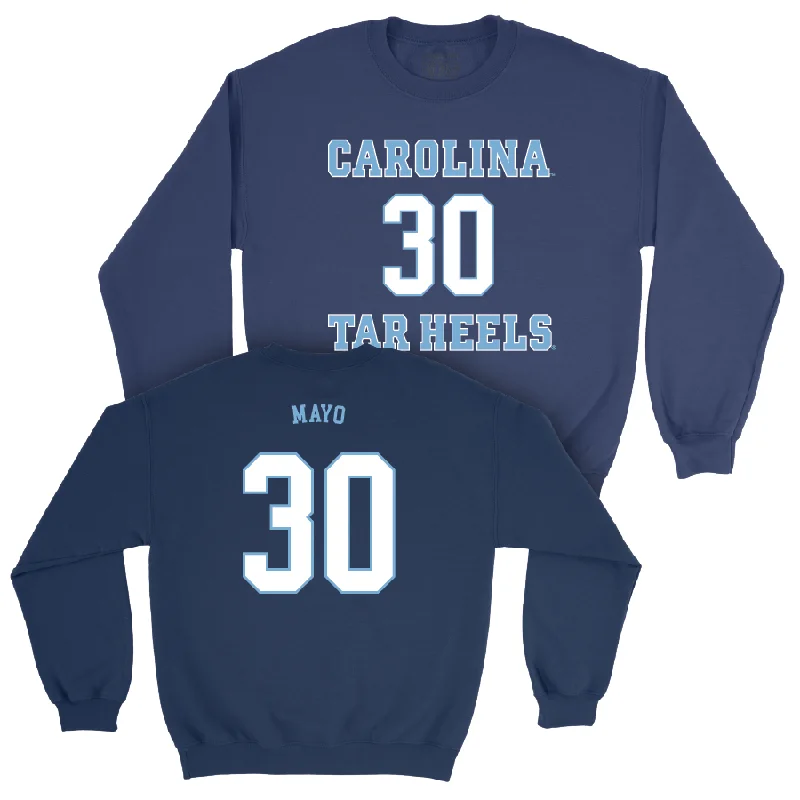 Long sleeve shirts with subtle, minimalist designs for everyday looks-UNC Men's Basketball Sideline Navy Crew  - Dante Mayo