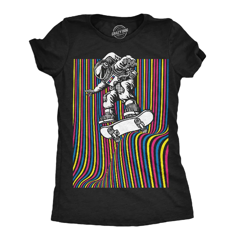 Comfortable T-shirts for outdoor activities-Astronaut Skater Women's T Shirt