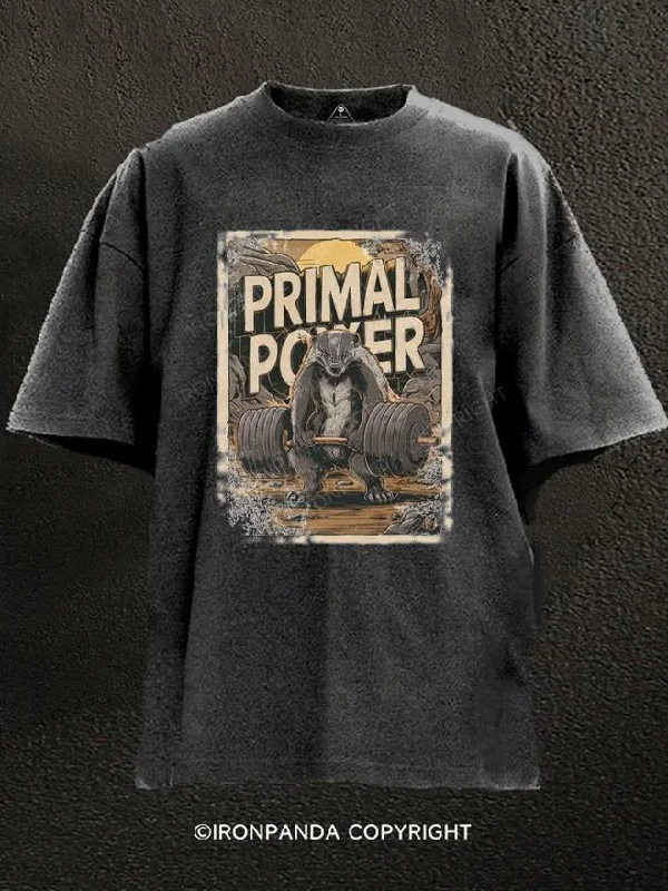 Stylish graphic T-shirts for men-primal power Washed Gym Shirt