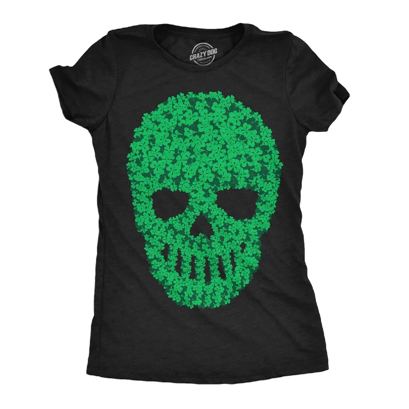 Custom T-shirts with names and numbers-Skull Of Clovers Women's T Shirt