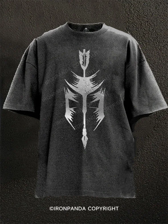 Graphic T-shirts for streetwear fashion-Spartan Arrow Washed Gym Shirt